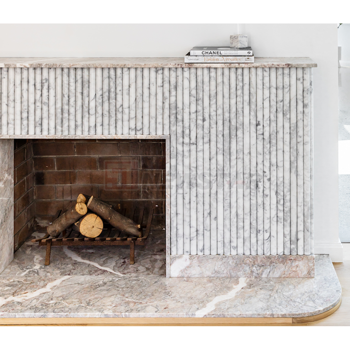 Curve Marble Tile Arabescato Marble Fireplace Fluted Tiles Italian