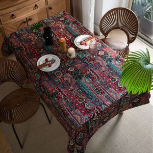 Mantel Jacquard Geométrico Étnico Miao, Colorido, <span class=keywords><strong>de</strong></span> Doble Cara, Tela Gruesa, Estilo Bohemio, Decorativo para <span class=keywords><strong>Mesa</strong></span> <span class=keywords><strong>de</strong></span> Comedor - Product Image 1