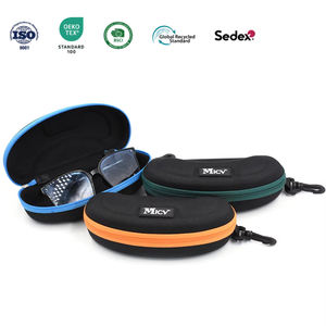 Étui à lunettes de soleil portable semi-rigide en EVA avec fermeture éclair, antichoc, avec étiquette personnalisée en caoutchouc de silicone et logo en relief 18*7.9*5.7 – Offre Spéciale - Product Image 1
