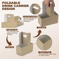 Porte-gobelet à double paroi en carton Kraft 2 tasses avec poignée Porte-gobelet à café chaud et froid