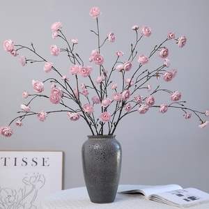 Flores de Ranúnculo Artificiales al por Mayor, Tallo Largo de 112 cm, Flores Artificiales de Tela de Seda para Decoración del Hogar y Bodas - Product Image 1