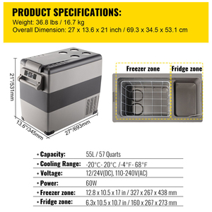 Refrigerador pequeño, caja fría, caja calentadora/45 L, refrigerador para coche, 12/24V (CC), 110-240V (CA), <span class=keywords><strong>Mini</strong></span> nevera, congelador, Coche - Product Image 5