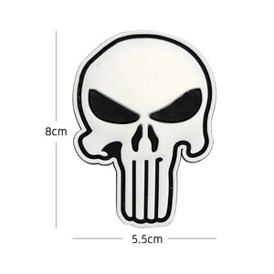 Punisher Skull 3D PVC cao su huy hiệu lõm lồi vui vá với móc có thể được tùy chỉnh trong kho - Product Image 2