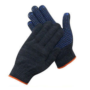 Guantes de hilo de algodón negro Punteado-Guantes de protección laboral antideslizantes Guantes de trabajo de hilo de algodón negro resistentes al desgaste - Product Image 3