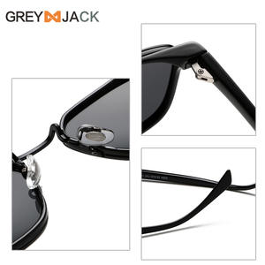Lunettes de soleil Grey Jack 3054, monture TR90, verres TAC, protection UV400, unisexe, style carré noir - Product Image 3