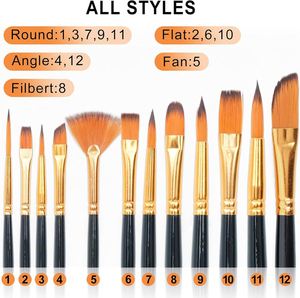 Professional Artist <b>Paint</b> Brush <b>Set</b> of 12 Friendly Artist Brush <b>Set</b> Factory Supply Popular Artist Painting Brushes - Product Image 5