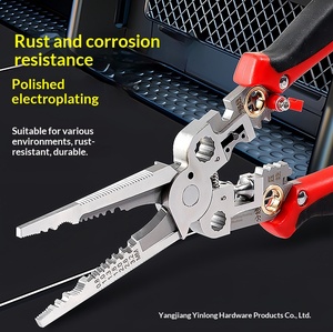 Key plate stainless steel foldable wire stripping pliers multi-functional with measuring pen wire stripping pliers electrical - Product Image 2