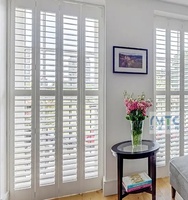 En gros Jalousie Persienne Porte Coulissante fenêtres Volet Pouce PVC Faux Bois Plantation Volets