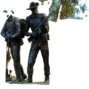 Estatua de Bronce Personalizada de Tamaño Real de <span class=keywords><strong>Tropas</strong></span> Militares en Entrenamiento con Perro en una Roca para Parque de Veteranos - Product Image 5