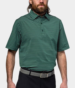 Logotipo personalizado Sublimación Rendimiento Deportes al aire libre Absorbe la humedad 88% Poliéster 12% Spandex Hombres Rayas grandes Golf Camisas Polo - Product Image 2