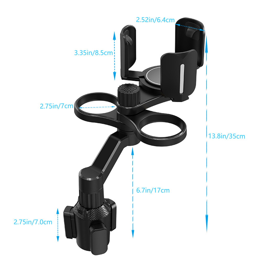 Original Design Travel Helper Cup Holder Tray - 360 Rotating Arm Extendable Adapter for Car