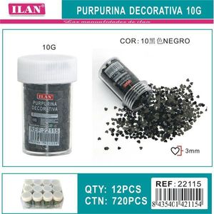 Glitter Decorativo Iln 10G Nero 3mm a Forma di Cuore per Artigianato - Product Image 1