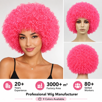 Perruque Courte Afro Bouclée Synthétique 9 Couleurs, Vente en Gros Direct Usine, Unisexe, pour Cosplay de Clown, Fête, Halloween, Carnaval, Déguisement