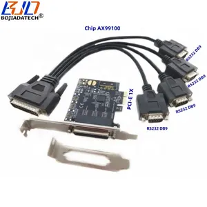 4 puertos serie RS232 PCI Express PCI-E 1X tarjeta vertical controladora AX99100 con cable de extensión de conector DB9