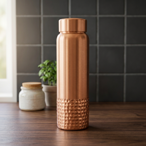 2026 New Launched <b>Copper</b> Water <b>Bottle</b> Green Metallic Body Hammered Base Screw-On Lid Eco-Friendly Reusable Travel Outdoor Hiking - Product Image 5