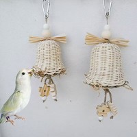 Jouet à mâcher durable et écologique pour perroquet, en herbe tressée à la main, corde à mordre pour le soulagement des dents et la stimulation sensorielle, à suspendre à la cage