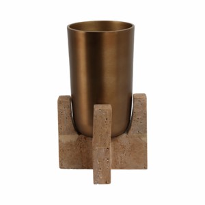 Vaso in metallo con base in travertino per l'arredamento di casa, soggiorno, camera da letto, ufficio. - Product Image 3