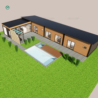 Villa Modular Prefabricada de 4 Dormitorios y 3 Baños, Villa Modular de Una Planta con Piscina y Bañera de Hidromasaje