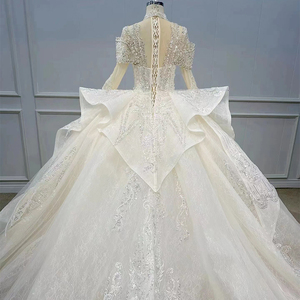 Robe de mariée de luxe à manches longues, style illusion moderne, Jancember WN048 - Product Image 5