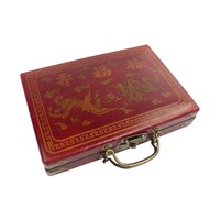 Tuiles de Mahjong en Mélamine de Haute Qualité, Petites, avec Boîte en Cuir Antique pour Divertissement en Dortoir, Tuiles de Mahjong Anglaises