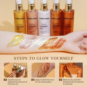 Long Lasting Liquid Highlighter Bronze Golden Glow Glitter Body Shimmer Oil Body Massage Oil Body Shimmer Oil Beauty Skin Care