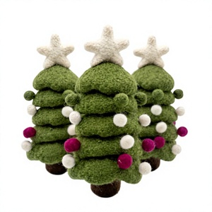 Best Himalaya Luxury Handmade Certified Wool Felt Small Green Traditional <b>Christmas</b> <b>Tree</b> <b>Wall</b> Hanging Ornament Eco-Friendly - Product Image 1