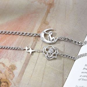 Sweet Women's Silver Plated and the Rose <b>Couple</b> <b>Bracelet</b> Romantic Creativity Valentine's Day Jewelry Gift - Product Image 2