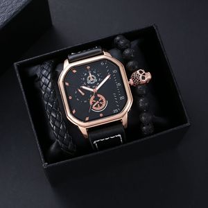 Orologio da Polso da <span class=keywords><strong>Uomo</strong></span> Quadrato in Pelle, Stile Britannico, Nuovo Orologio al Quarzo con Tecnologia Nera, Gioiello <span class=keywords><strong>di</strong></span> Lusso, Regalo, Vendita all'Ingrosso - Product Image 2