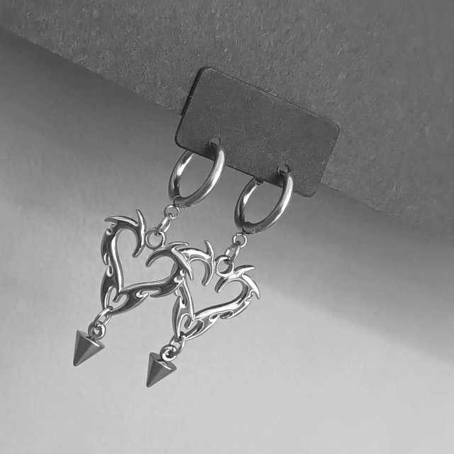 Women's Gothic Y2K Electroplated Stainless Steel Flame-Thorn Earrings-Edgy Emo Rock-Punk Alternative Accessories