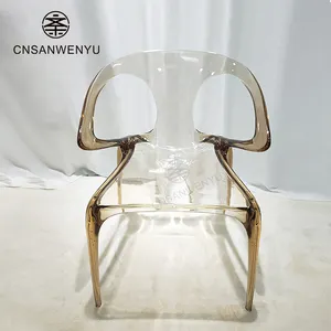 Wholesale Outdoor Hotel Europe Designer Style Modern Simple Leisure Chair Colored Clear Acrylic Wedding Dining Arm Chairs