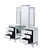 Coiffeuse de luxe en cristal avec deux miroirs, Table de maquillage, meubles d'hôtel de maison