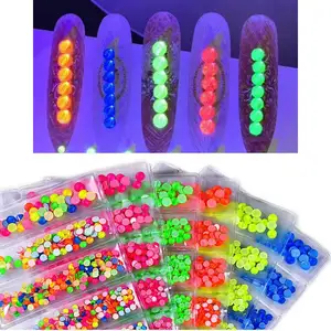 Yantuo Bling Neon Color 6 Blanks Mixed Sizes Non Hotfix Flat back Rhinestone for Nails