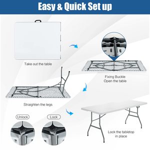 Mesa Plegable de Plástico para Exteriores, Muebles Modernos para Exteriores, Mesa Plegable de Plástico HDPE, Mesa Rectangular Plegable - Product Image 5