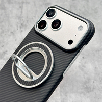 JOYPORODO B008 Support de Bague en Fibre d'Aramide de Luxe Tendance avec Coque de Téléphone Assortie pour iPhone et Samsung S25 Ultra, Étui Android