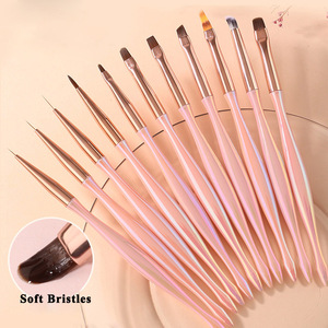 Ensemble de pinceaux à ongles en gel UV grand format, carrés et ronds, pour peinture, estompage et liner, avec têtes rondes, plates et obliques - Product Image 5