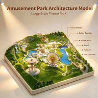 Grand modèle d'exposition architectural moderne en plastique ABS pour parcs d'attractions, destiné aux hôtels et appartements : Grande Roue et Montagnes Russes