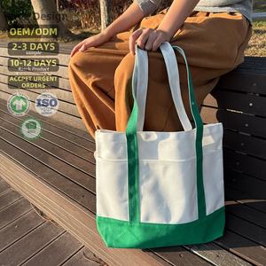 Services de personnalisation, sacs fourre-tout en toile de coton de haute qualité, réutilisables, de taille moyenne, avec poche latérale, longue impression - Product Image 2