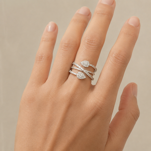 Anello a Quattro File a Goccia Incrociata per Donne, Elegante Gioiello da Dito alla Moda - Product Image 2