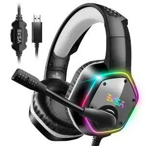 EKSA E1000 Gamer Headset Over Ear Gaming Headphone 3.5mm USB Jack Headphones With Rotate Mic RGB LED Light For PS4 PC Xbox