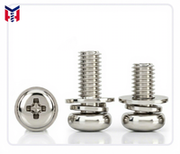 Vis à tête cylindrique en acier inoxydable anti-desserrage, trois combinaisons, M3-M18, avec rondelles à ressort et plates, service OEM