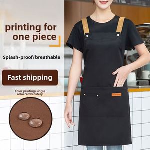 Tabliers de cuisine personnalisés avec logo, tabliers de chef en toile imperméable, pour styliste, grillades, restaurant, bar, usage de nettoyage - Product Image 2