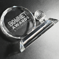 NOUVEAU Trophée de baseball en cristal durable de grande taille, de forme ronde, avec technique de sablage