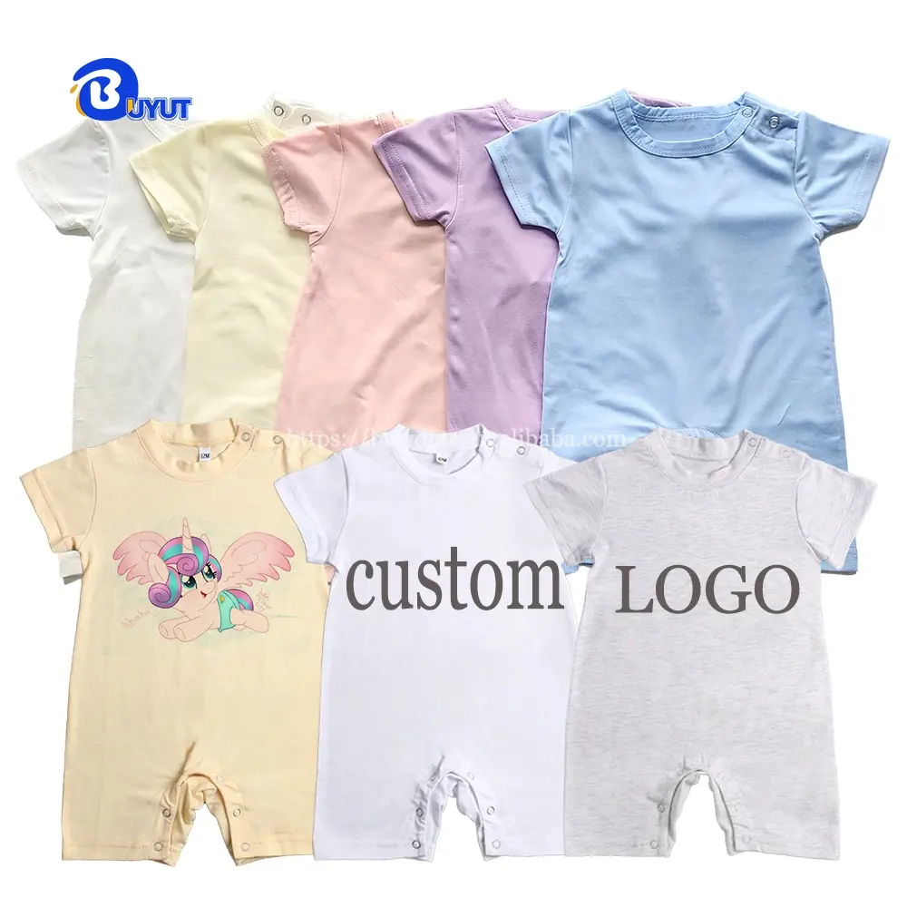 Polyester Baby Onesie Baby Peuter Baby Kleding Korte Mouw Shorted Kikker Jumpsuit Blanco Sublimatie Baby Shortie Rompertjes