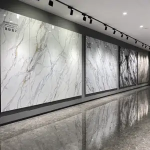 HILITE Foshan-Baldosas de pared blancas de gran tamaño, piedra sinterizada, Fondo de cerámica, área de TV para 1200x2400, Villa de baño al por mayor