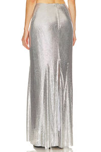 <span class=keywords><strong>Jupe</strong></span> longue en <span class=keywords><strong>jersey</strong></span> 100% personnalisée en argent brillant pour femmes, jupes crayon noires, fabricants de boutiques en satin de soie, ceinture <span class=keywords><strong>élastique</strong></span> - Product Image 3