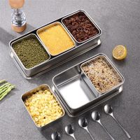 Boîte à épices japonaise Yakumi multi-compartiments Boîte à condiments en acier inoxydable Boîte à épices Bento Boîte d'assaisonnement avec couvercle