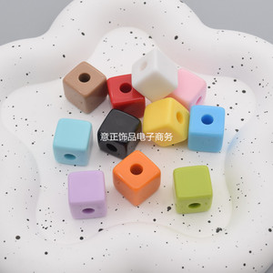 14mm <b>Cube</b> Beads Solid Color Acrylic Square Spacer DIY Bracelet Necklace Crafts Jewelry Making Wholesale Bulk - Product Image 4