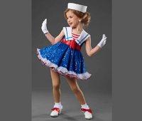 Robe de danse pour filles, costumes de danse à paillettes pour enfants, robe de ballet de marin pour enfant