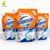 Pochettes Doypack personnalisées imprimées anti-corrosion 1L 2L pour liquide vaisselle, savon, lessive, avec bec verseur et poignée