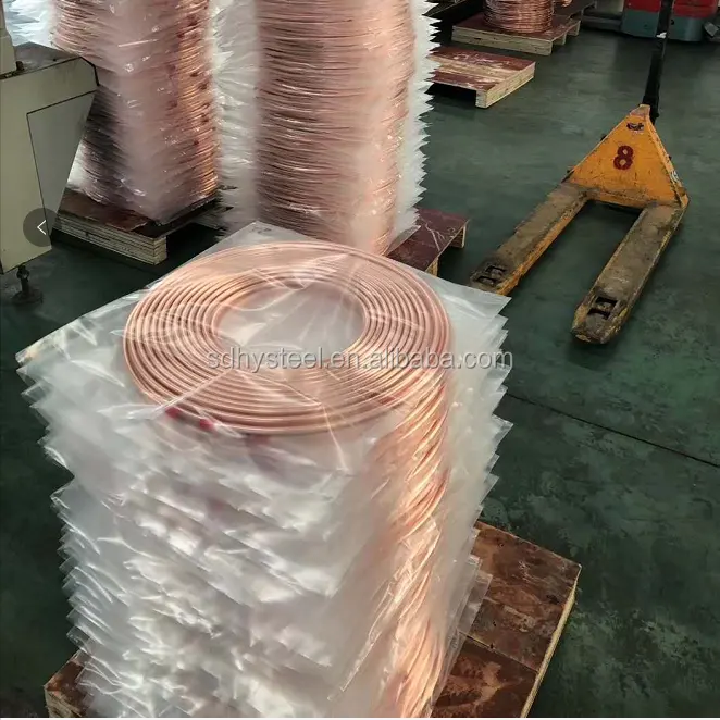 Rollo de tubos de cobre de 1/2 pulgadas, bobina de tubo de cobre de 12,7x0,7mm, ASTM B280, R410A